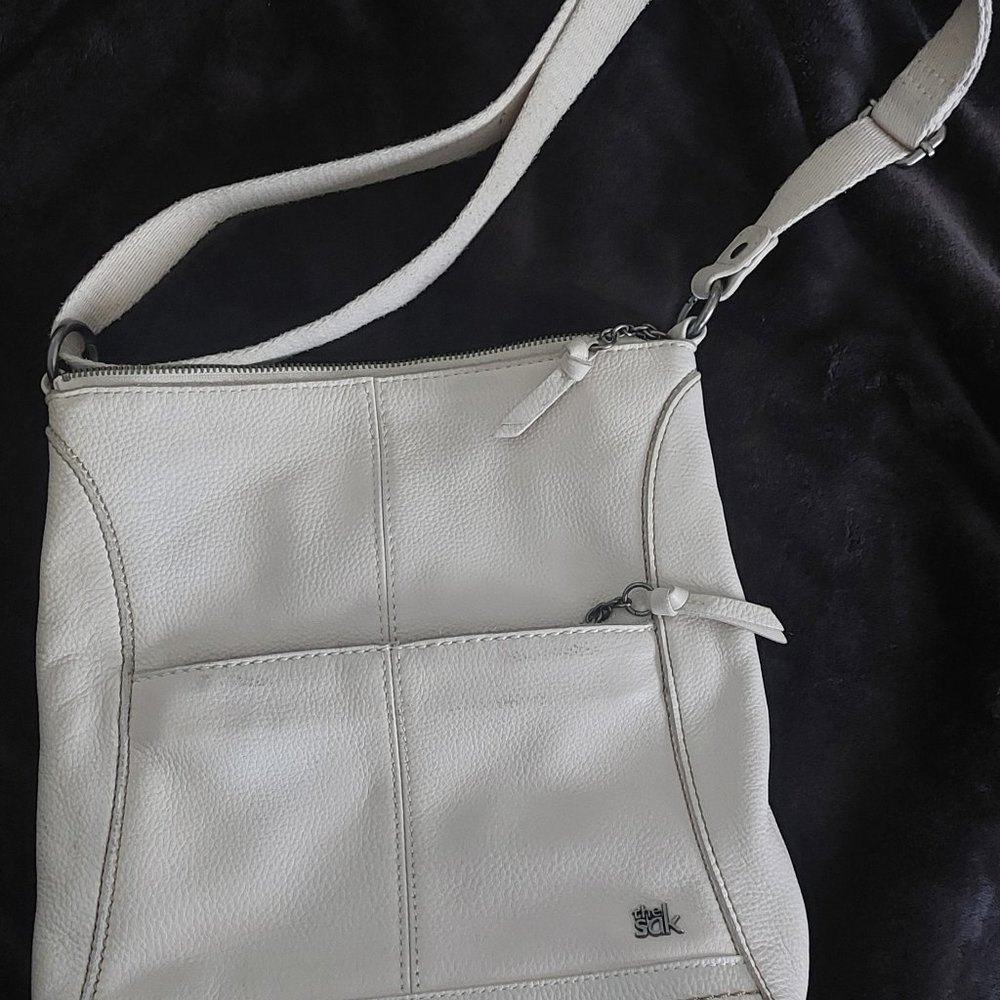The Sak Lucia Purse Crossbody Shoulder Bag Stone White Cream Leather Medium